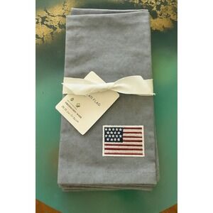 NWT Pottery Barn American Flag Icon Cotton/Linen Napkins Set of 4